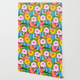 Tropical Colorful Flower Collage In Birght Summer Colors Wallpaper