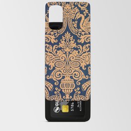 Fashion Pattern Gold and Blue Bird Foliage Leaves Android Card Case