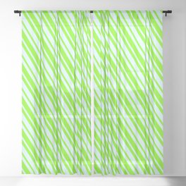 [ Thumbnail: Light Cyan and Green Colored Lines/Stripes Pattern Sheer Curtain ]