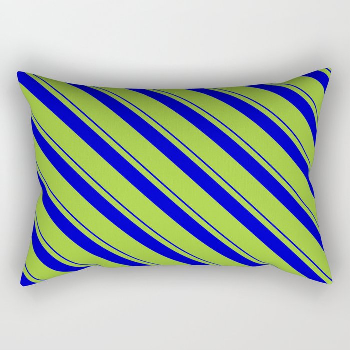Blue & Green Colored Pattern of Stripes Rectangular Pillow