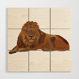 digital painting of a male brown lion Wood Wall Art