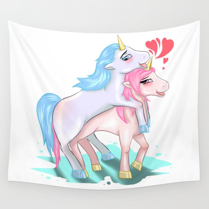 Unicorns Making Love Sex Fucking Mating Horny Gift Wall Tapestry