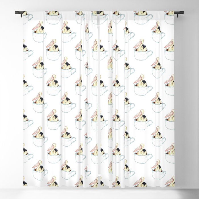Pelican in tea cup watercolor painting print Blackout Curtain