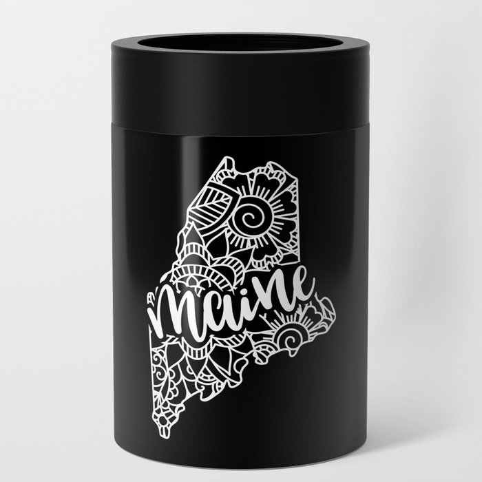 Maine State Mandala USA America Pretty Floral Can Cooler