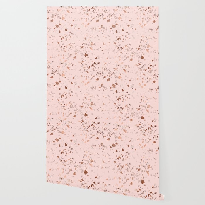 Rose Gold Pink Terrazzo Wallpaper By Followmeinstead Society6