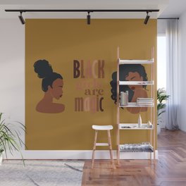 Black Girls are Magic, Black Girl Afro Woman Abstract Portrait Wall Mural