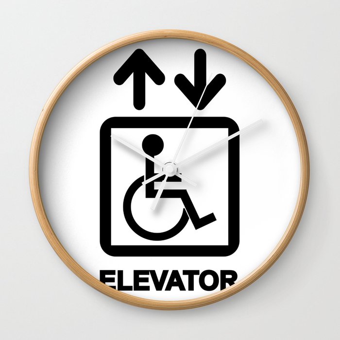 Disabled People Elevator Sign Wall Clock