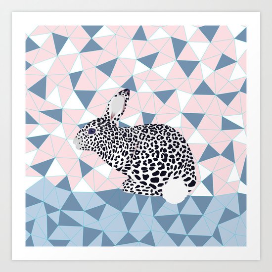 Cute Rabbit Leopard Pattern Design Art Print
