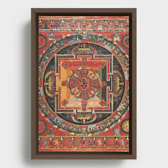 Tibetan Buddhist Nairatmya Fifteen Deity Mandala Framed Canvas