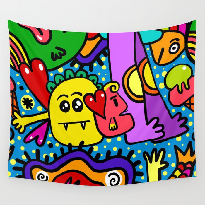 Bright Doodle 2 Wall Tapestry