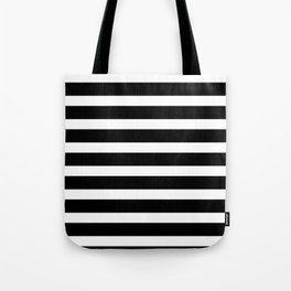 Wide Horizontal Stripe: Black and White Tote Bag