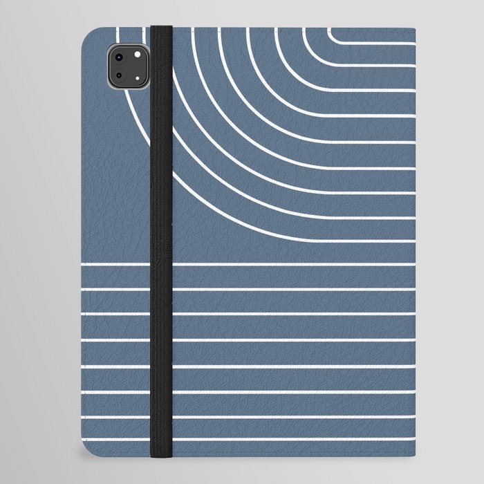 Minimal Line Curvature LXXXIV Nautical Blue Mid Century Modern Arch Abstract iPad Folio Case
