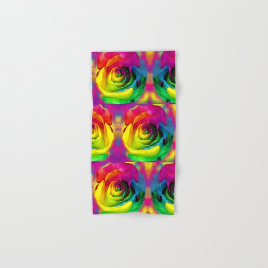 Rainbow Rose Colourful Background Hand & Bath Towel