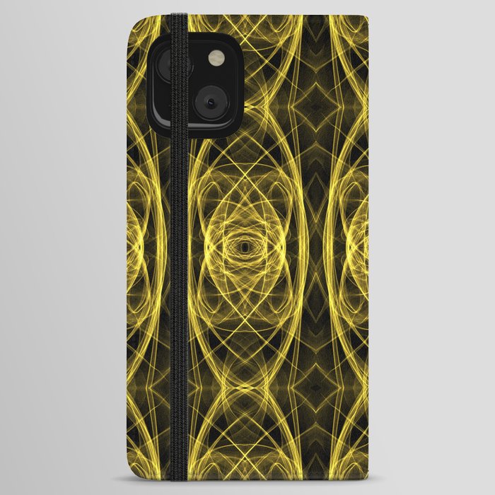 Liquid Light Series 6 ~ Yellow Abstract Fractal Pattern iPhone Wallet Case