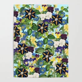 Beautiful Blue Flowers Garden Poster