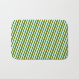 [ Thumbnail: Green & Turquoise Colored Striped/Lined Pattern Bath Mat ]