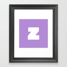 z (White & Lavender Letter) Framed Art Print