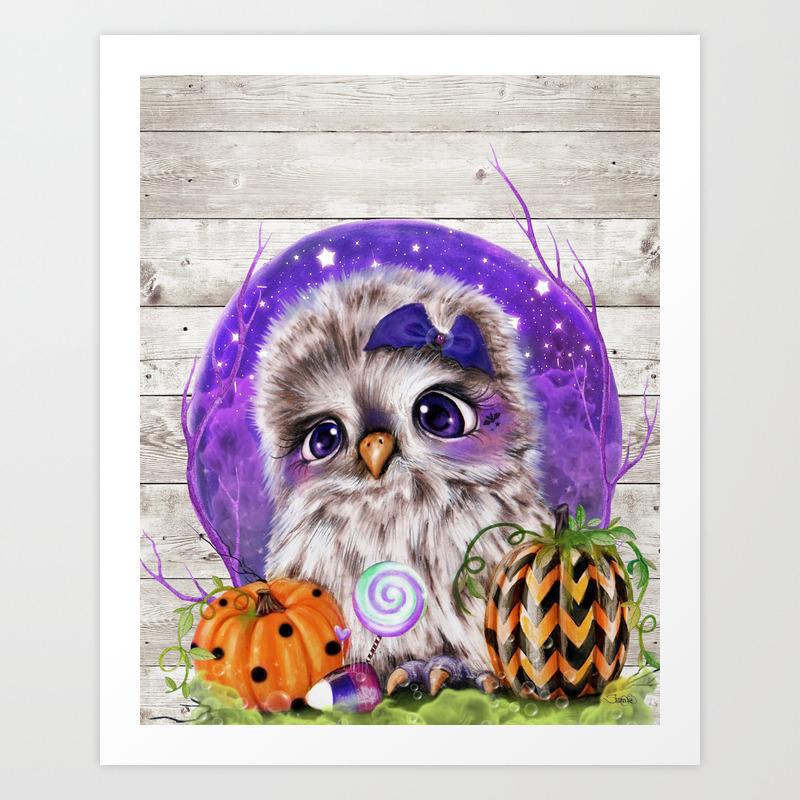 Sweet Halloween Owl Art Print By Sheenapikeart Society6