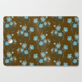 Blue flowers,brown background floral pattern  Cutting Board