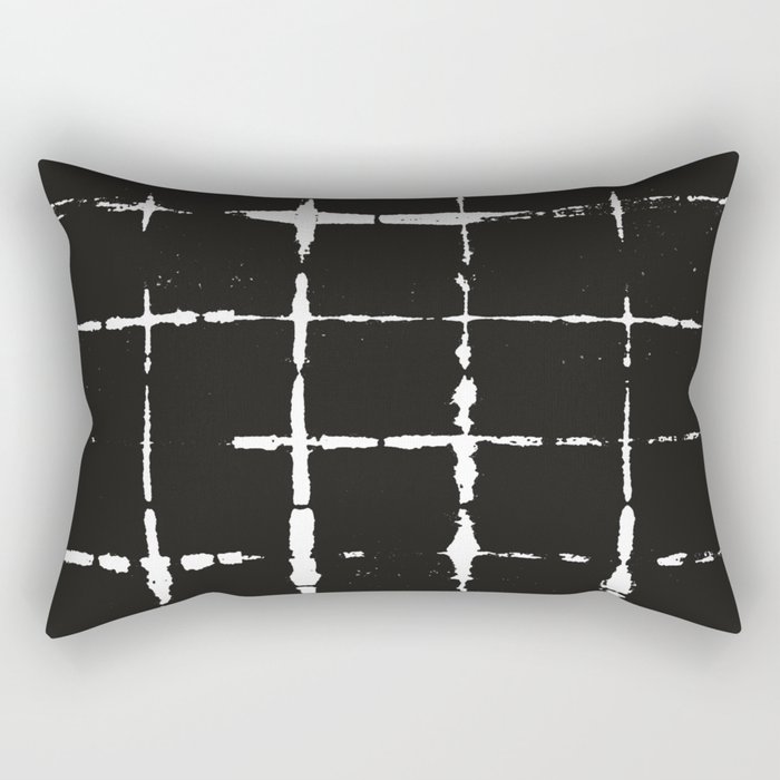 Black Ink Shibori Tie Dye Rectangular Pillow