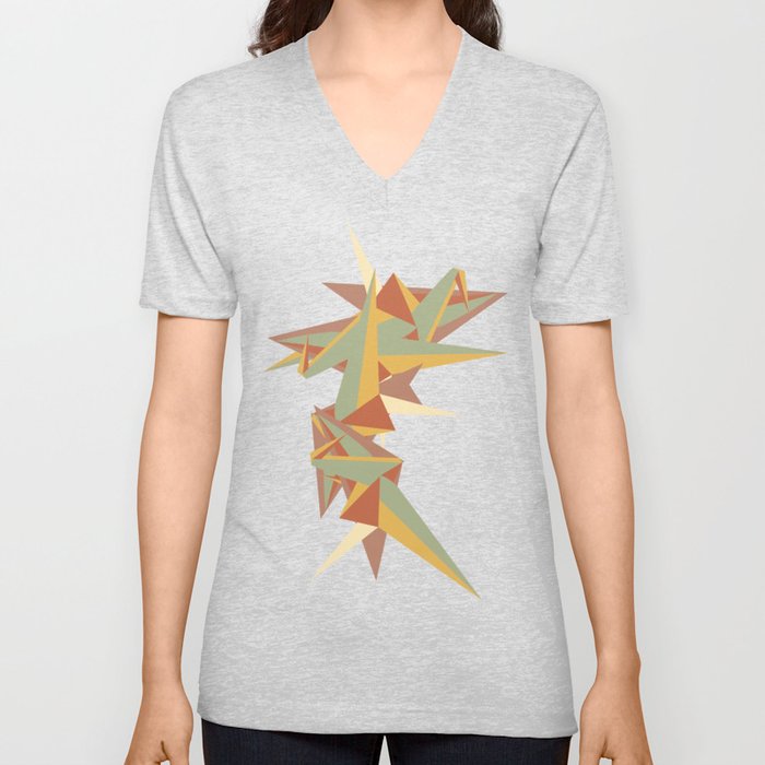 Abstract Crane V Neck T Shirt