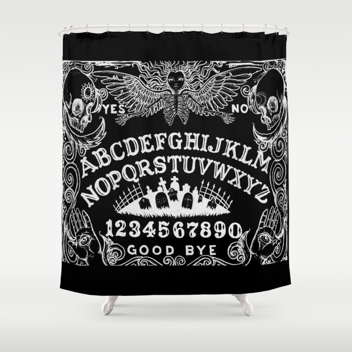 Ouija Board Black Shower Curtain