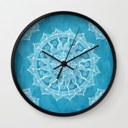 Chic Blue Boho Mandala Wall Clock