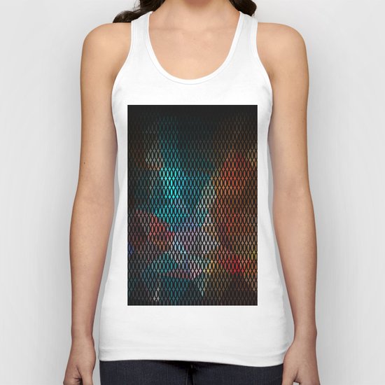 Abstract background of triangles polygon print. Bright dark design colors Unisex Tank Top