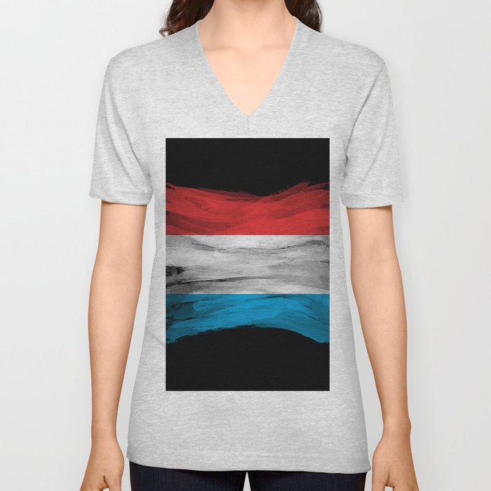 Luxembourg flag brush stroke, national flag V Neck T Shirt
