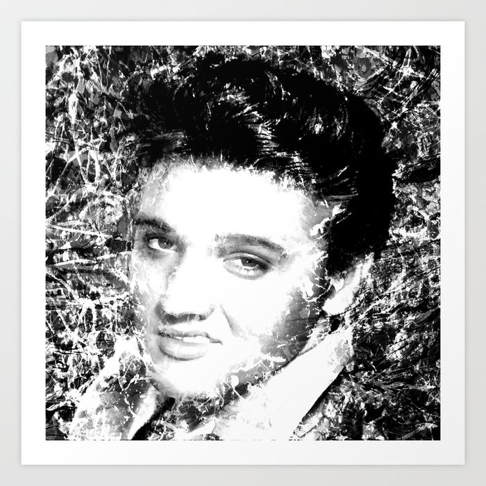 Elvis black white version art print Elvis black white version art print