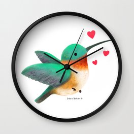 Ruby Throated Hummingbird in love Wall Clock