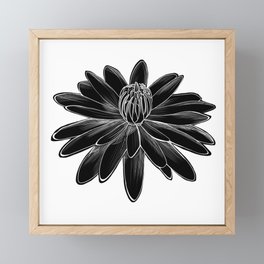 Linocut Night-Blooming Water Lily Framed Mini Art Print
