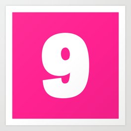 9 (White & Dark Pink Number) Art Print