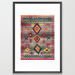 Colored Traditional Tropical Berber Handmade MOROCCAN Fabric Style Framed Art Print