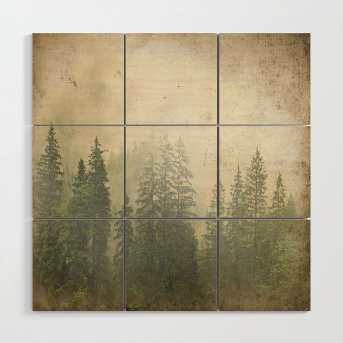 Misty Forest Wood Wall Art