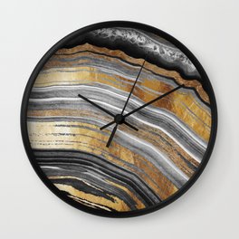 Black and Gold Geode rock Wall Clock