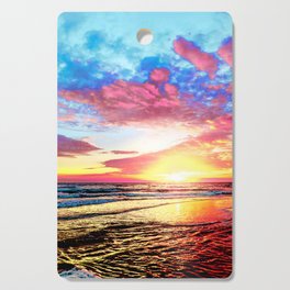 Ocean Sunset Blue Pink Yellow Sky Cutting Board