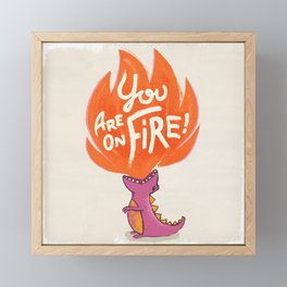 T-Rex On Fire Framed Mini Art Print