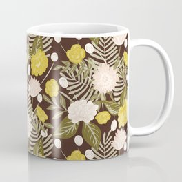 Floral wandering - retro flower bouquet - yellow and brown Mug