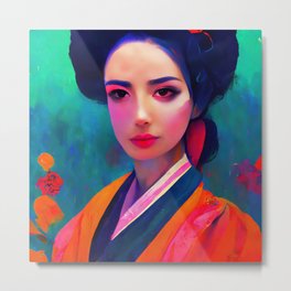 Geisha, Portrait Metal Print