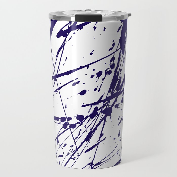 Modern abstract navy blue watercolor brushstrokes pattern Travel Mug