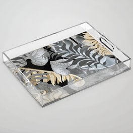 Exotic Leafy Floral, Botany Print Acrylic Tray