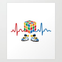 Heartbeat rubik cube / cube lover / cube game Art Print