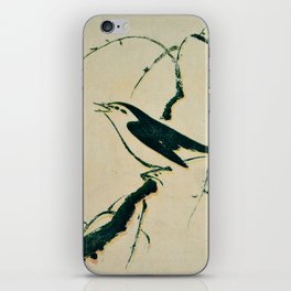 A singing bird - vintage Japanese prints iPhone Skin