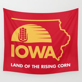 Iowa: Land of the Rising Corn - Red and Gold Edition Wall Tapestry