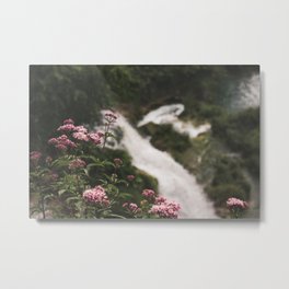 Waterfall Flowers Metal Print