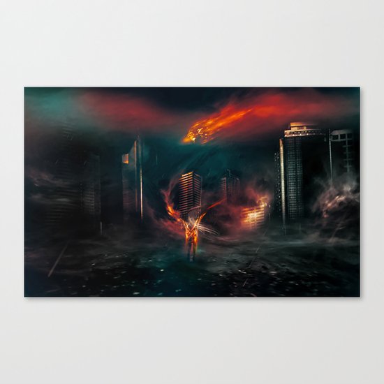 city on fire Canvas Print