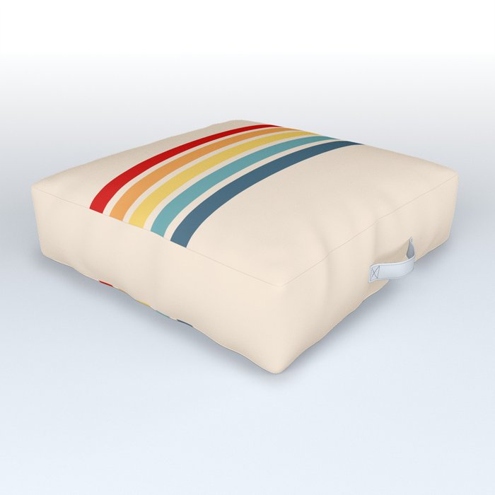Takaakira - Classic Rainbow Retro Stripes Outdoor Floor Cushion