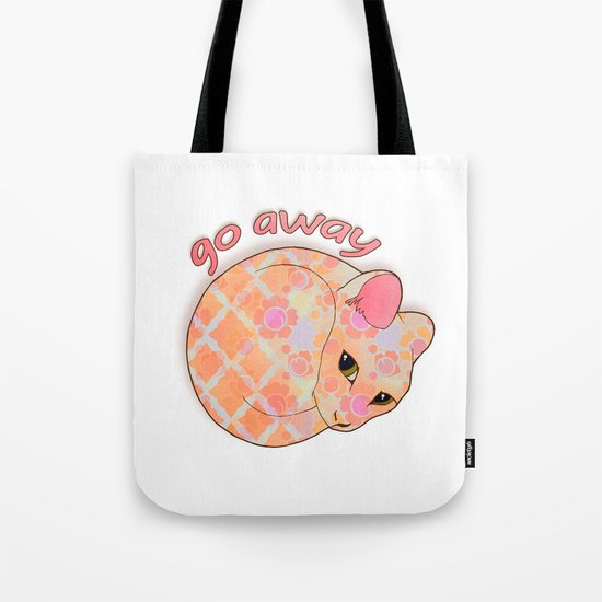 Go Away - Patterned Cat Illustration Tote Bag