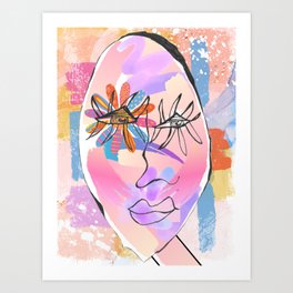 Flower Eyed Painted Figure Art Print